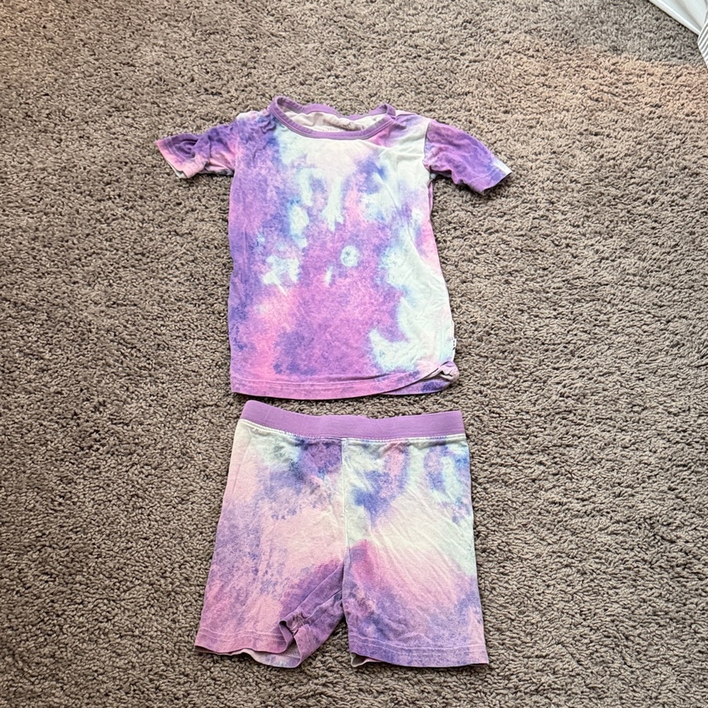 Little Sleepies Purple & Pink Tie-Dye Short Sleeve Pajama Set